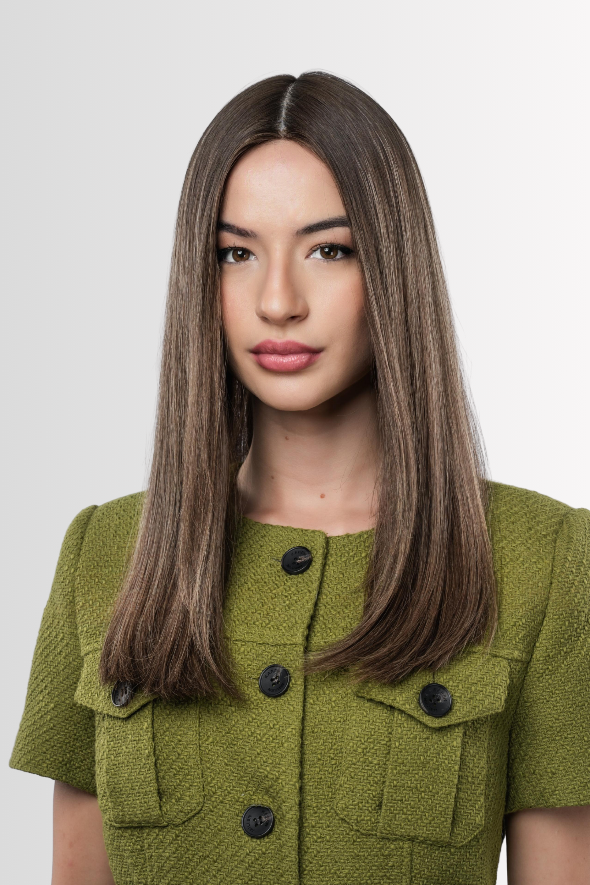 Skintop Wig in Rooted Ash Brown