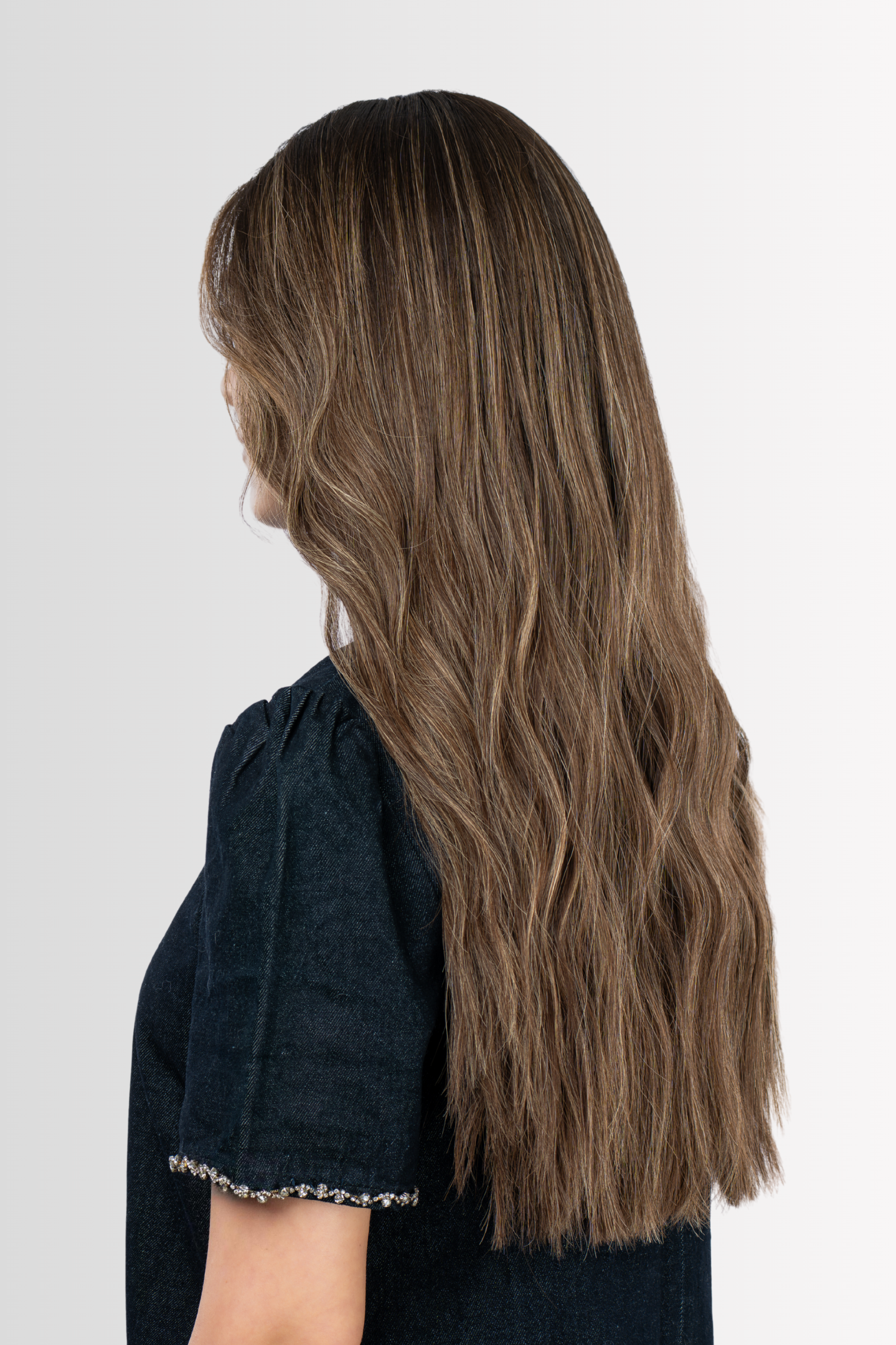 Hand-tied Lacetop Wig in Rooted Ash Brown