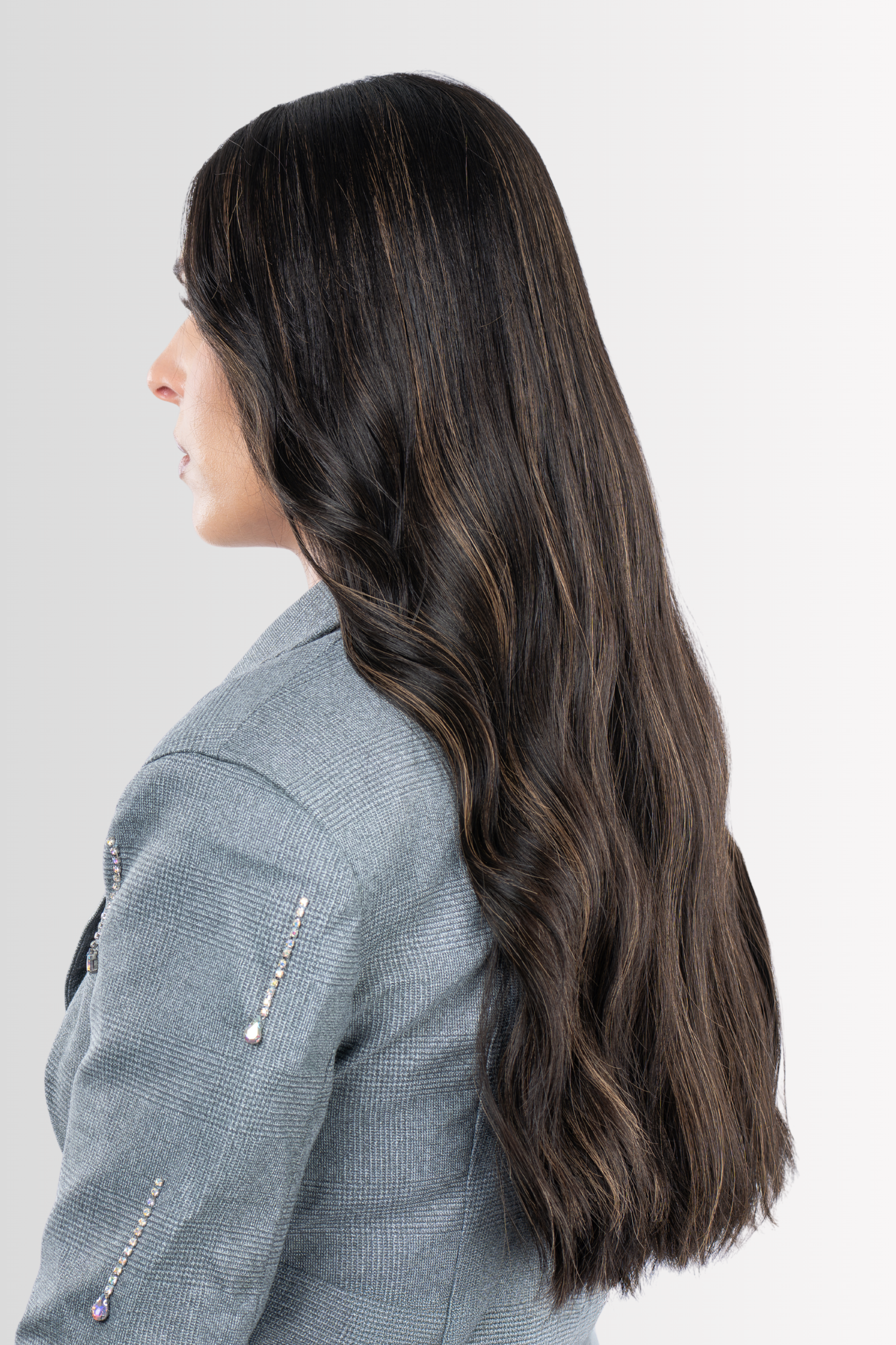 Hand-tied Lacetop Wig in Espresso Highlights